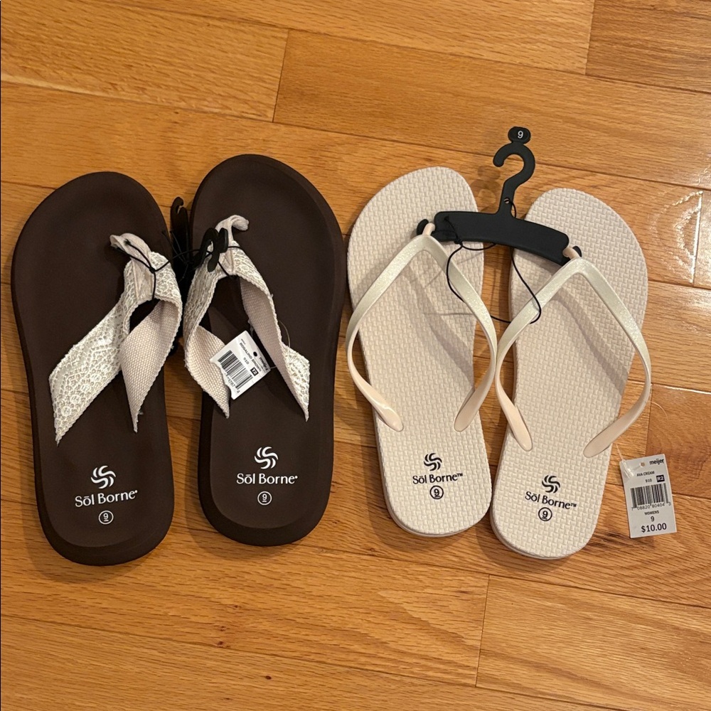 Women's Sol Borne Brown and Cream Flip Flops